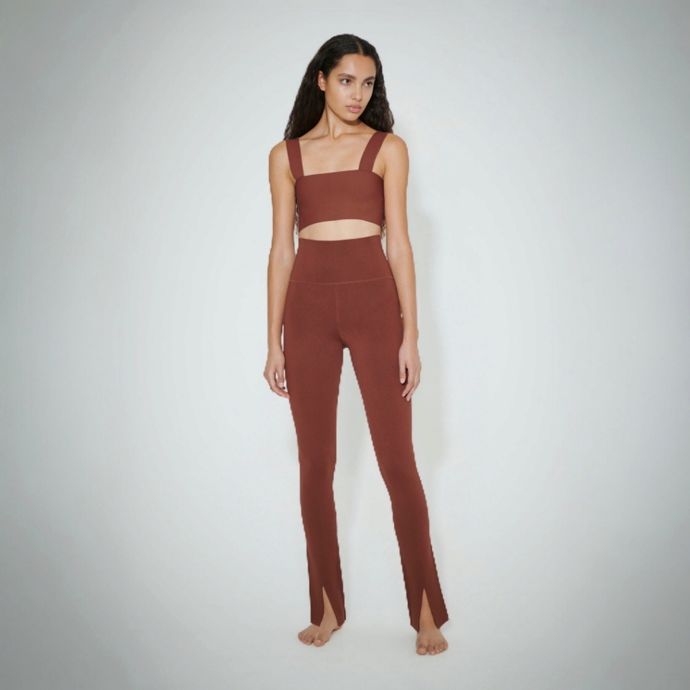 VB Victoria Beckham Brown Split Front Legging SZ 6 NWT